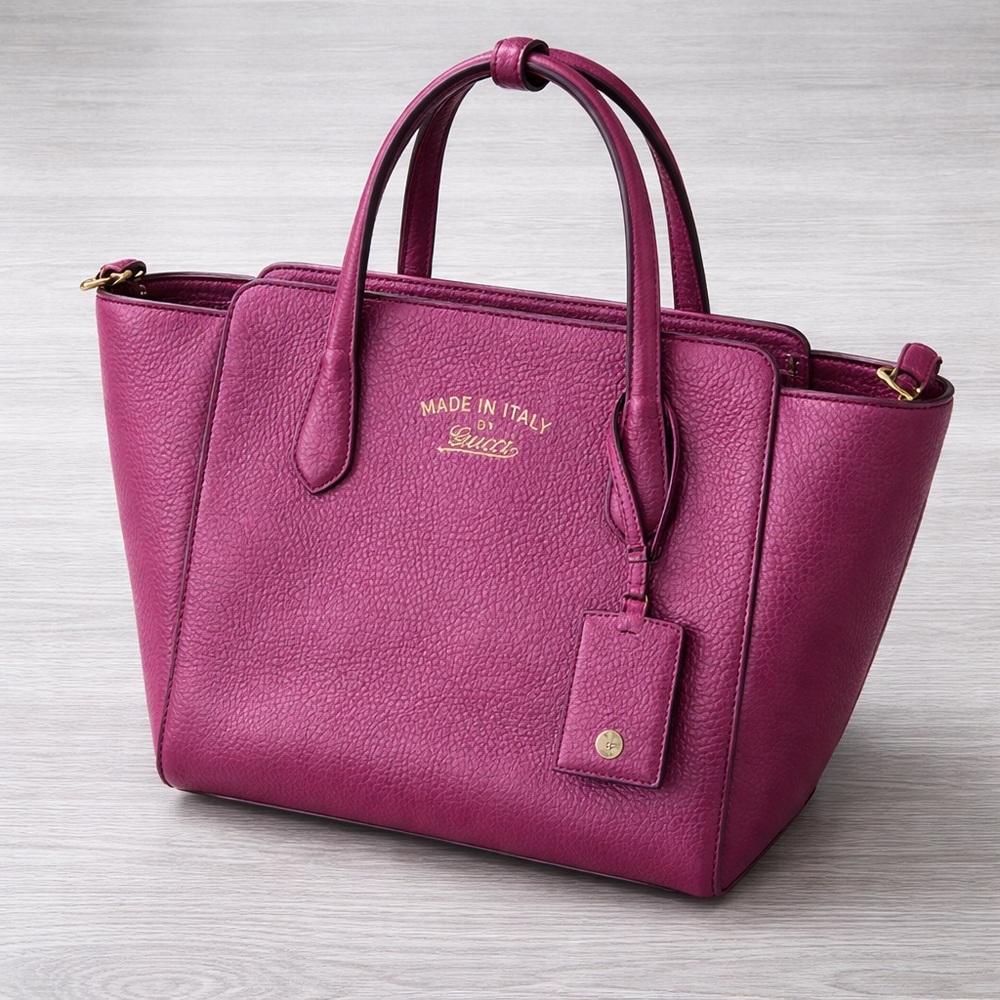 Gucci Dollar Calfskin Purple Leather Medium Satchel